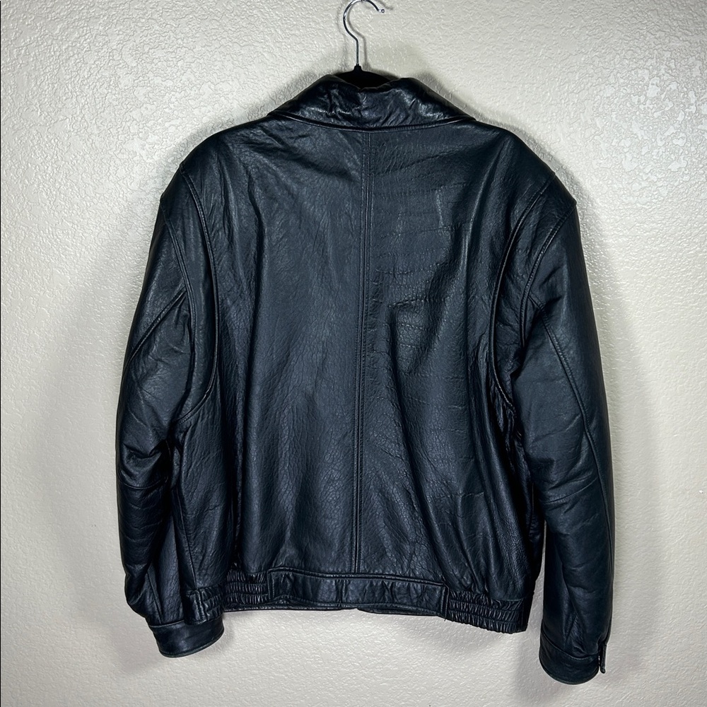 Roundtree & Yorke Black Genuine Leather Jacket Men’s Large Classic Vintage Coat - Picture 2 of 6